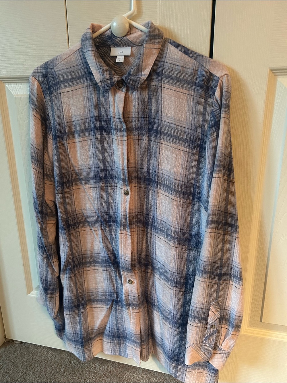 J Jill Pink and Blue Plaid Button-Up Shirt